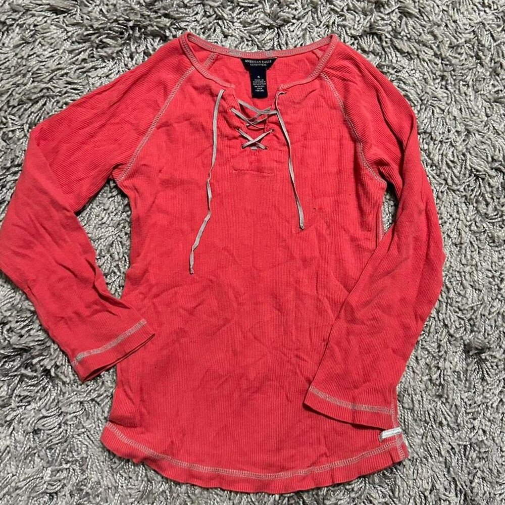 2000s American Eagle Basic Boho Tie Up Long Sleeve Size S